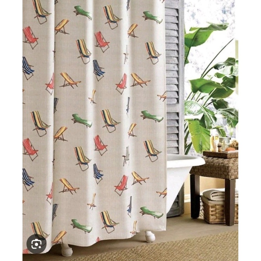 Tommy Bahama Shower Curtain Beach Chair Coastal  Vibes 72"x72" #25